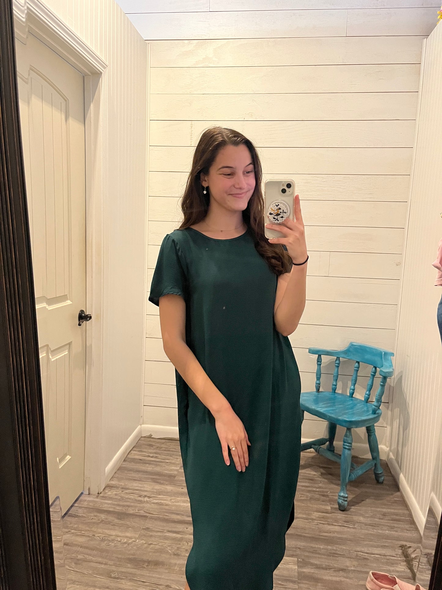 Spruce Airflow Short Sleeve Midi Dress w/ Pockets