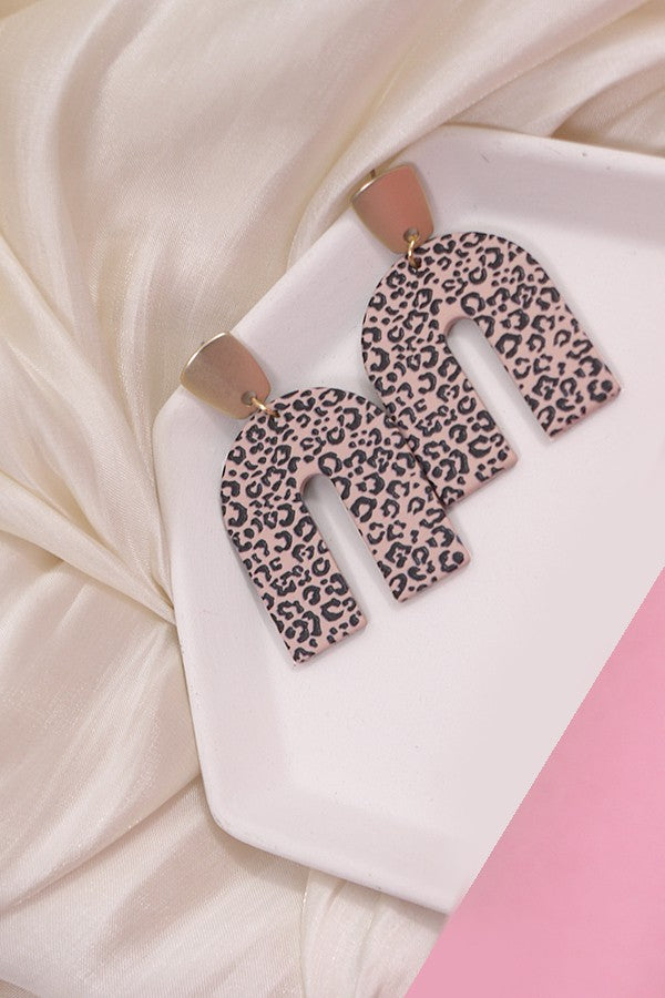 Animal Print Arch Drop Earrings