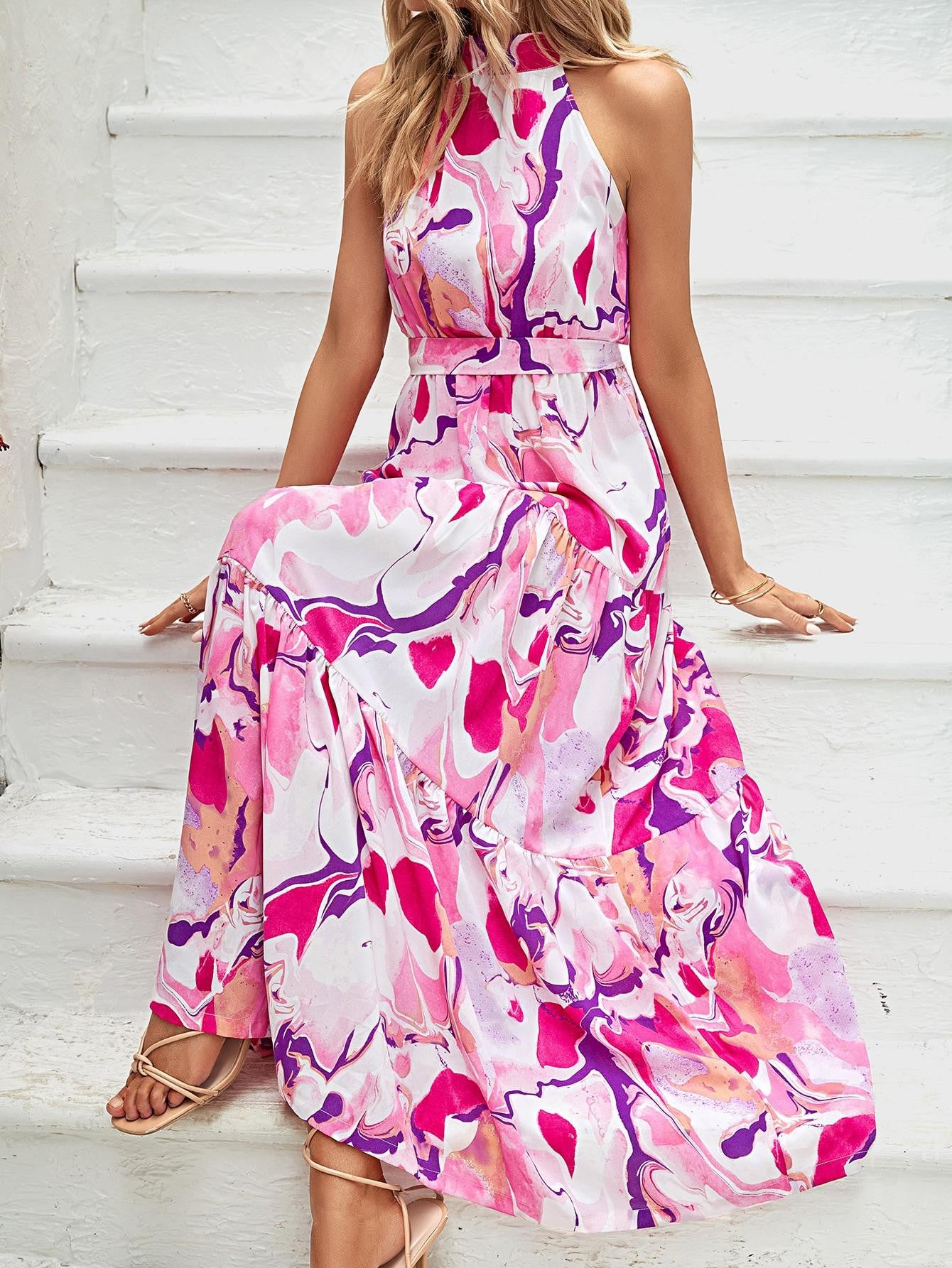 Tiered Halter Maxi Dress