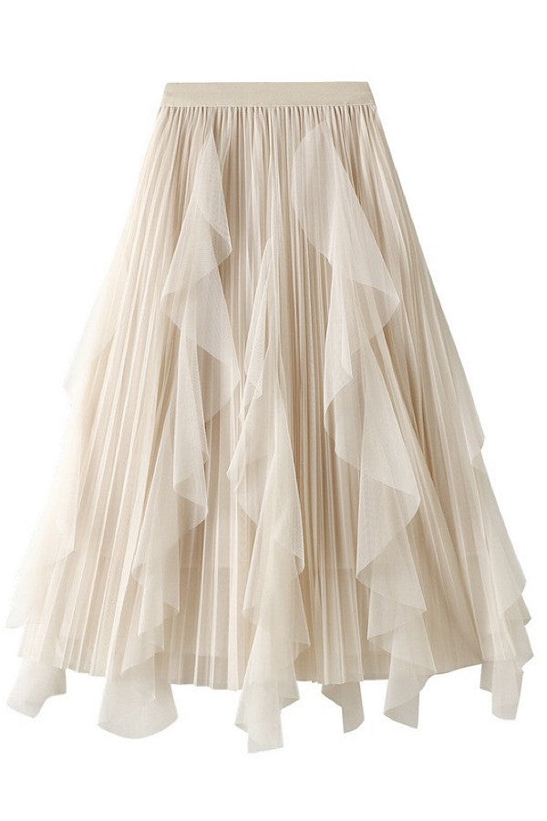 Cream Layered Chiffon Skirt