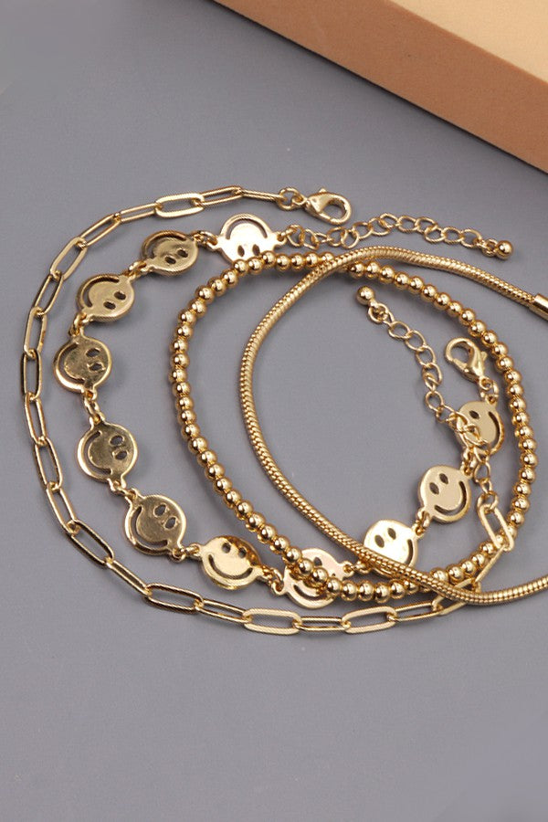 Smiley Snake Chain 4 Bracelet Set