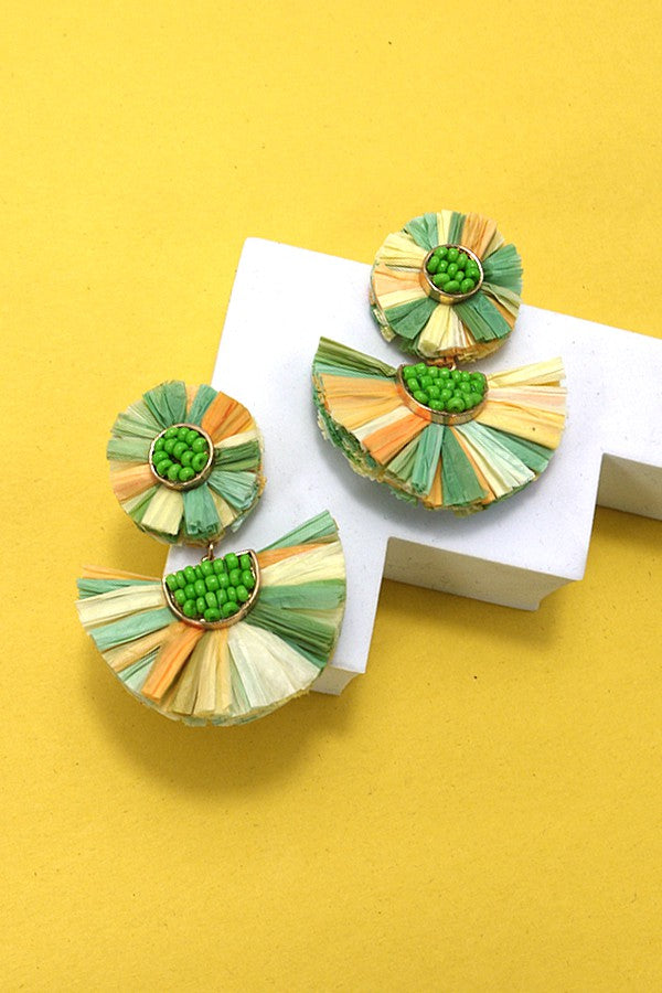 Fan Shape Beaded Drop Earrings
