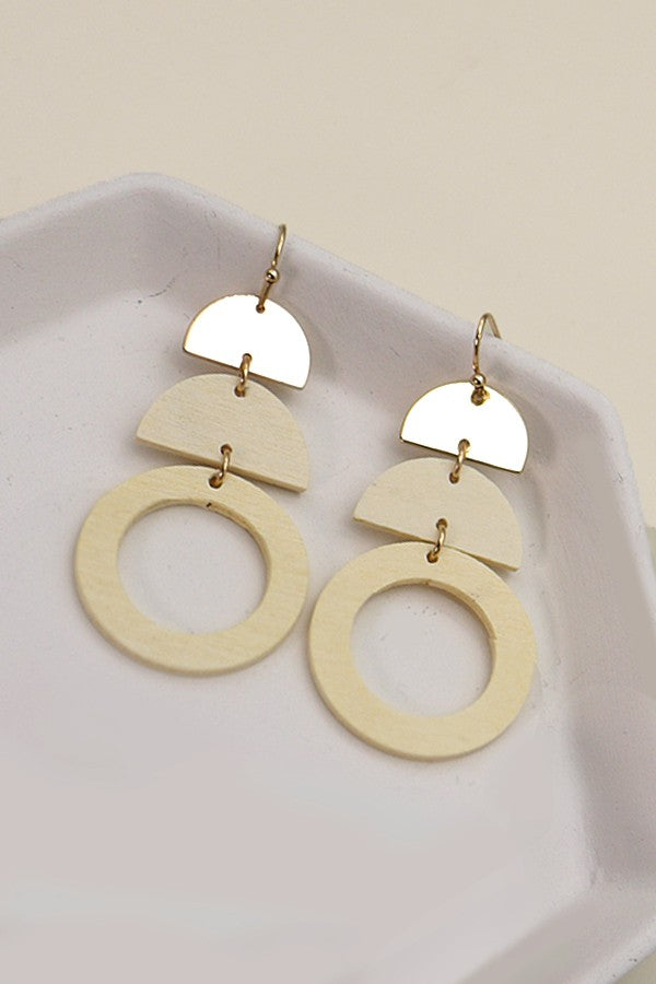 Half Moon Wood Drop Earrings