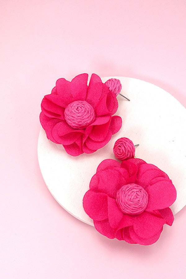 Raffia Flower Earrings