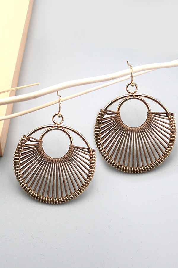 Boho Threaded Brass Drop Earrings