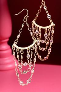 Crystal Triple Layer Drop Chain Earrings