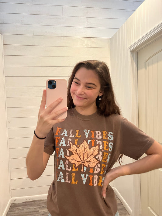 Trendy Fall T-Shirt Fall Vibes - Espresso