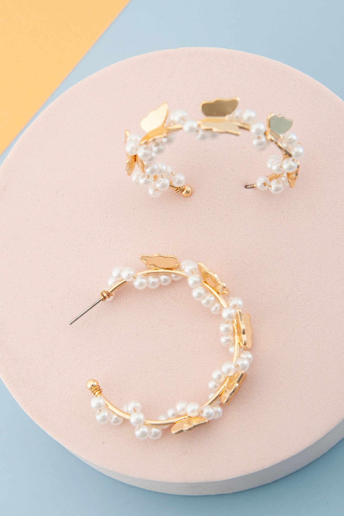 Butterfly Wrap Pearl Hoop Earrings