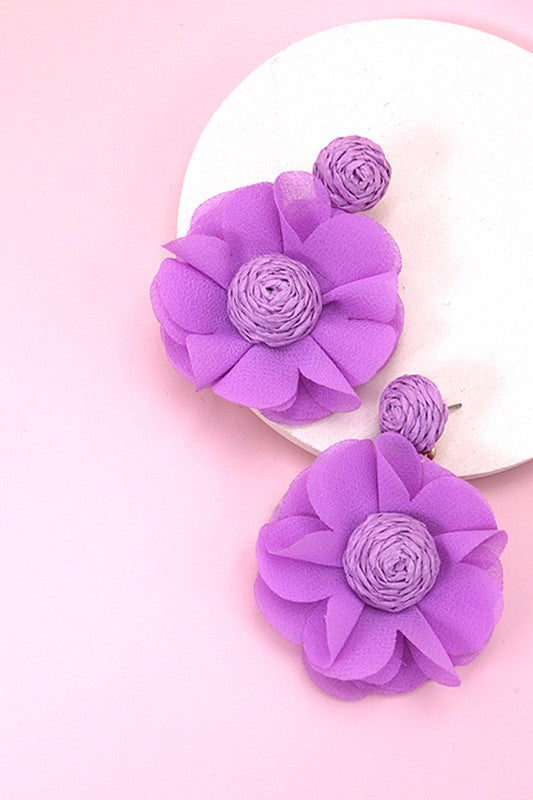 Raffia Flower Earrings