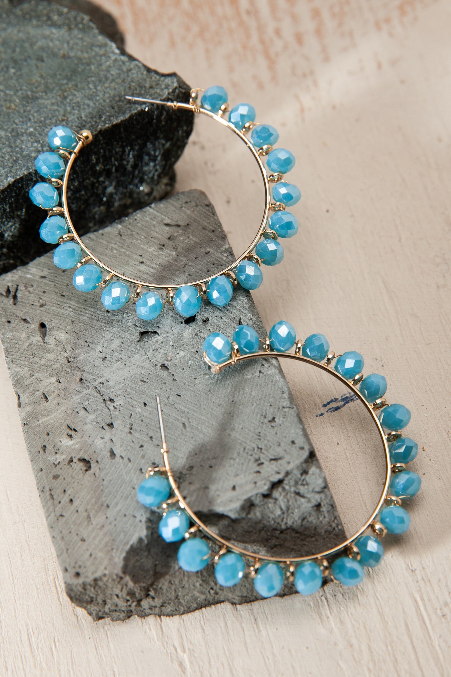 Glass Beaded Hoop Earrings