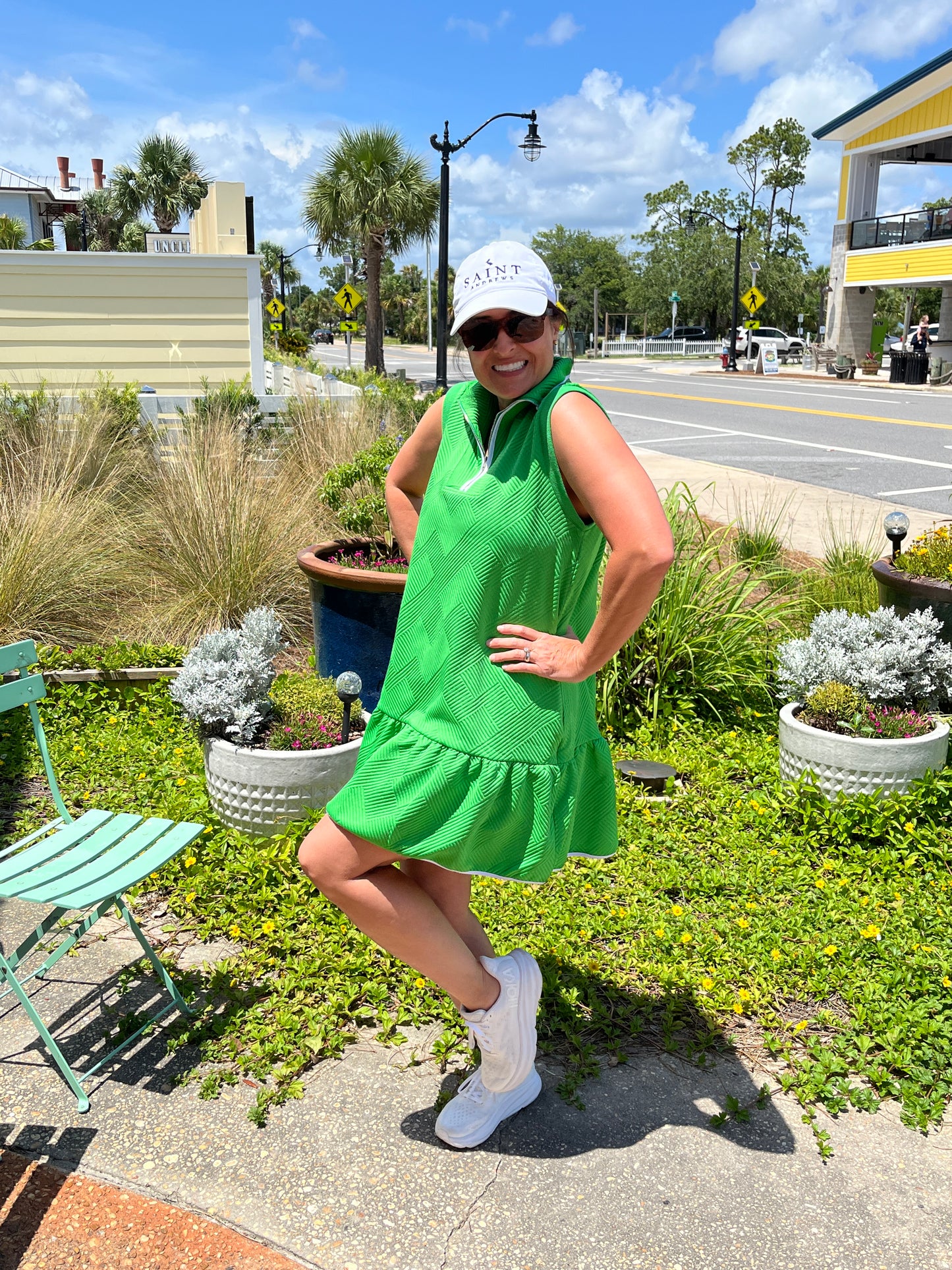 Zip Up, Wide Collared Sleeveless Mini Dress w/ Ruffly Hem