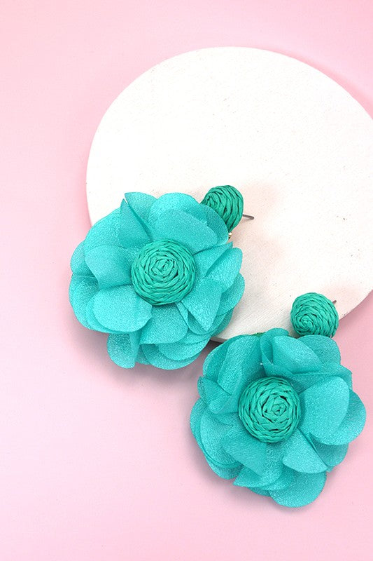 Raffia Flower Earrings