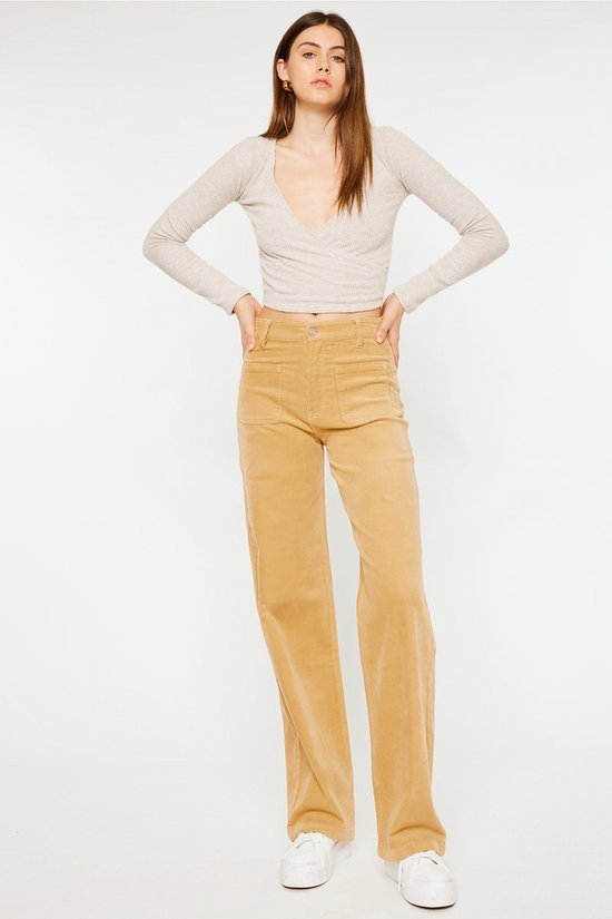 KanCan Mustard Ultra High Rise Wide Leg Corduroy Pants