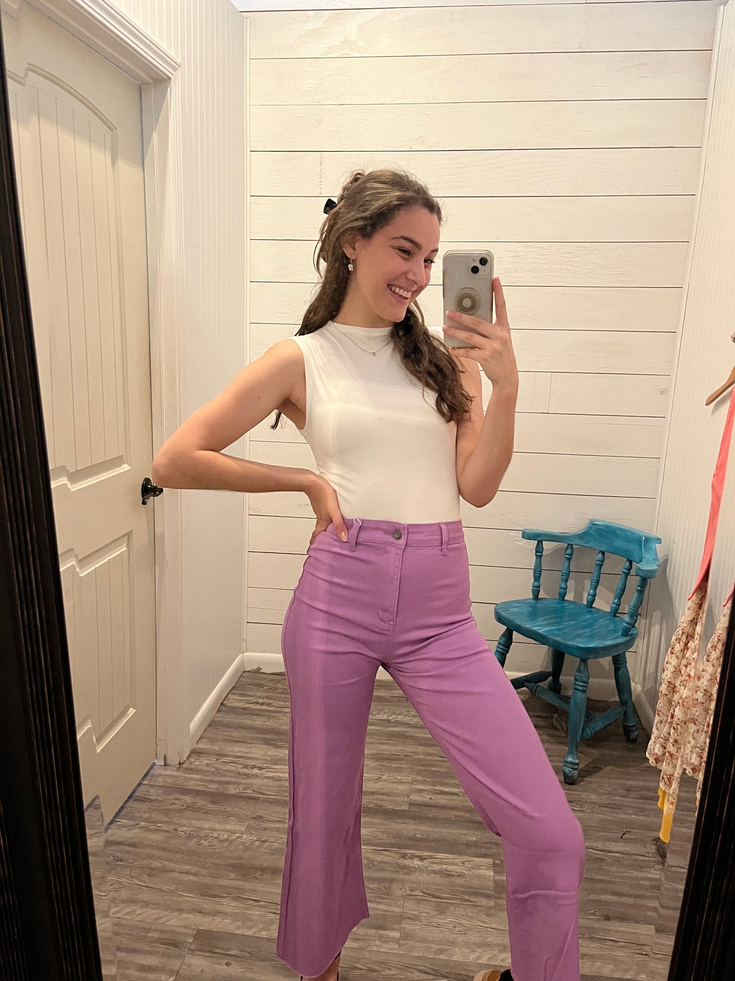 Wide Leg Stretch Denim Jeans
