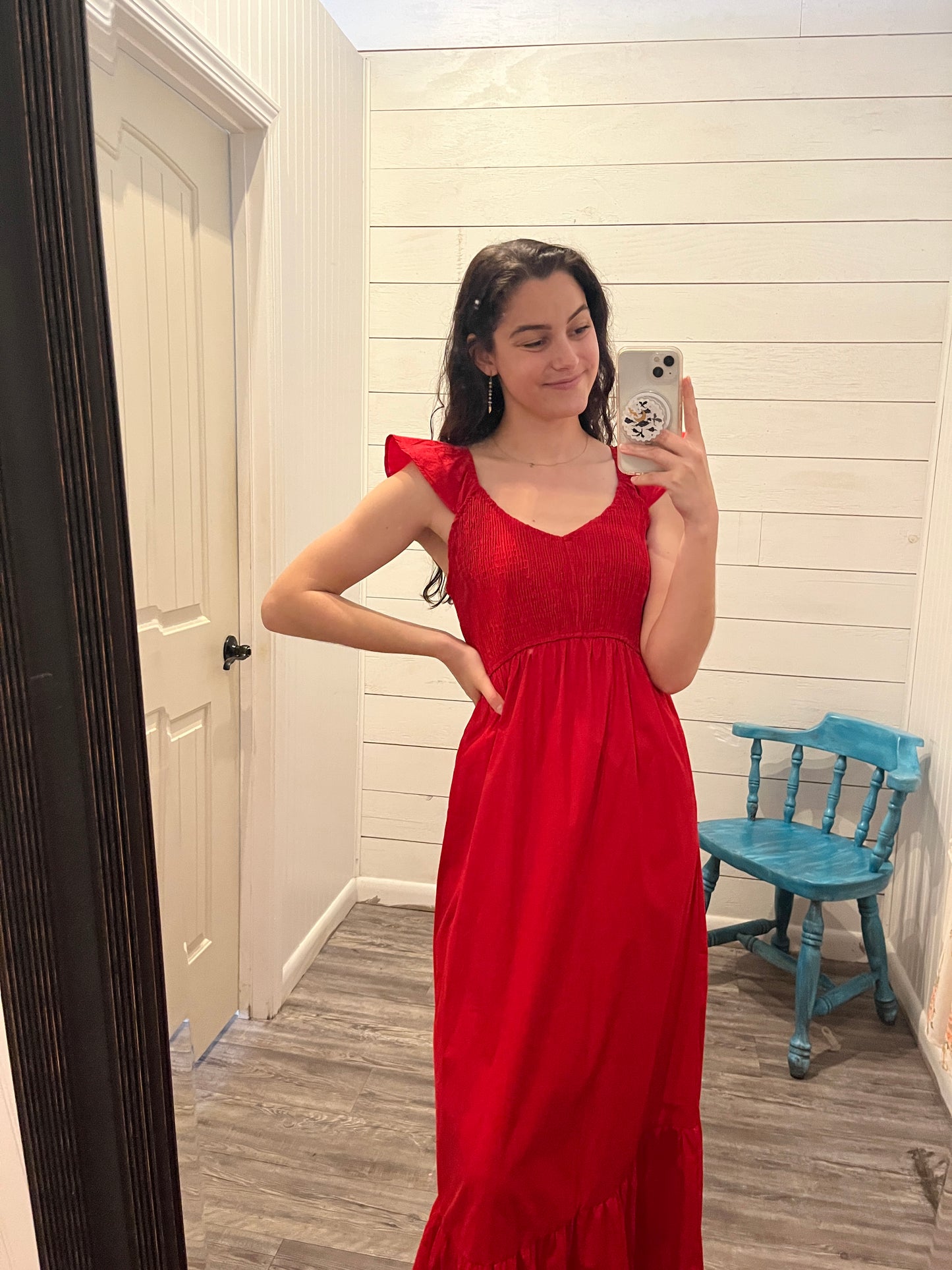 Sleeveless, Smocked Bodice Maxi Dress
