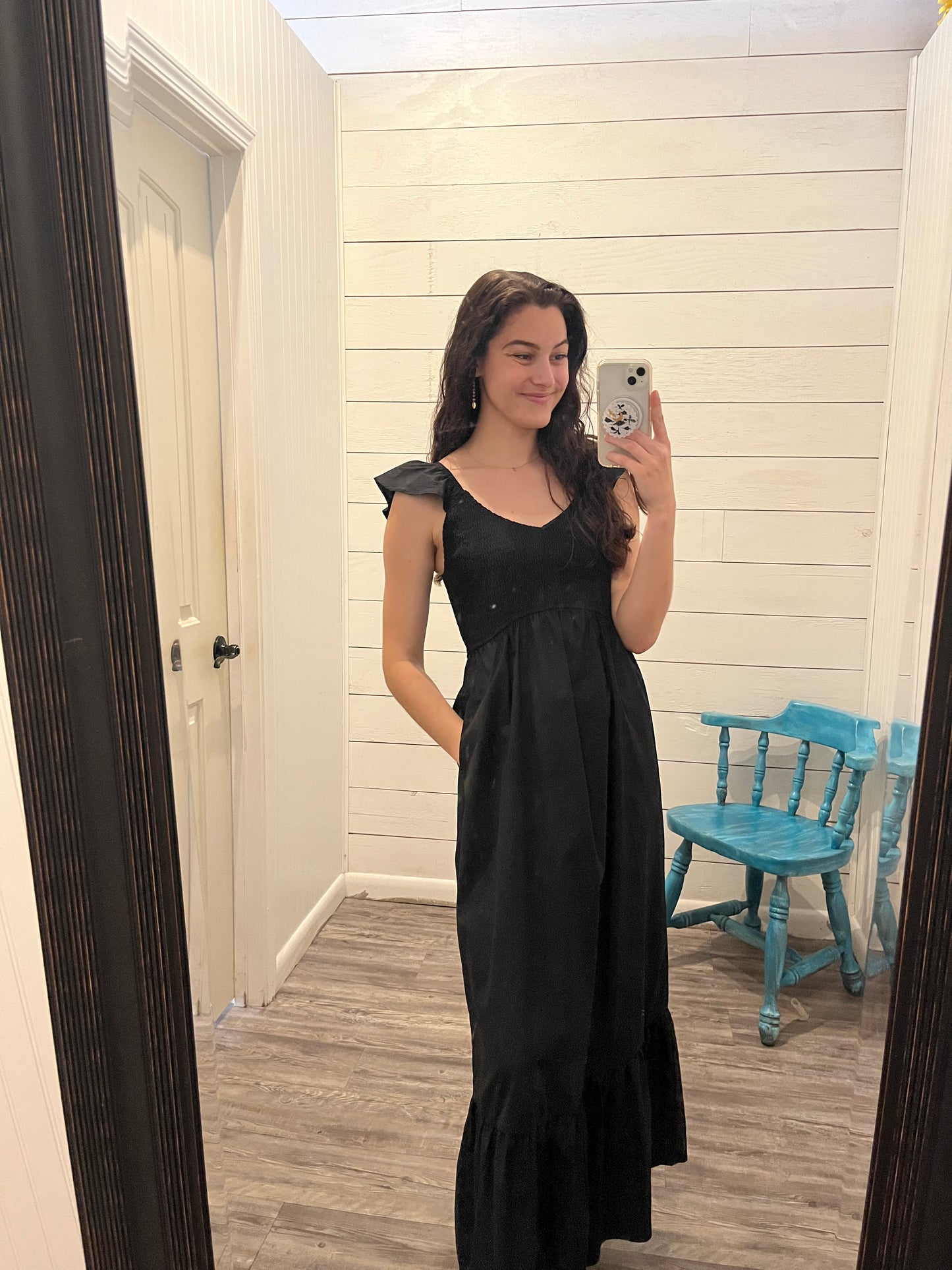 Sleeveless, Smocked Bodice Maxi Dress