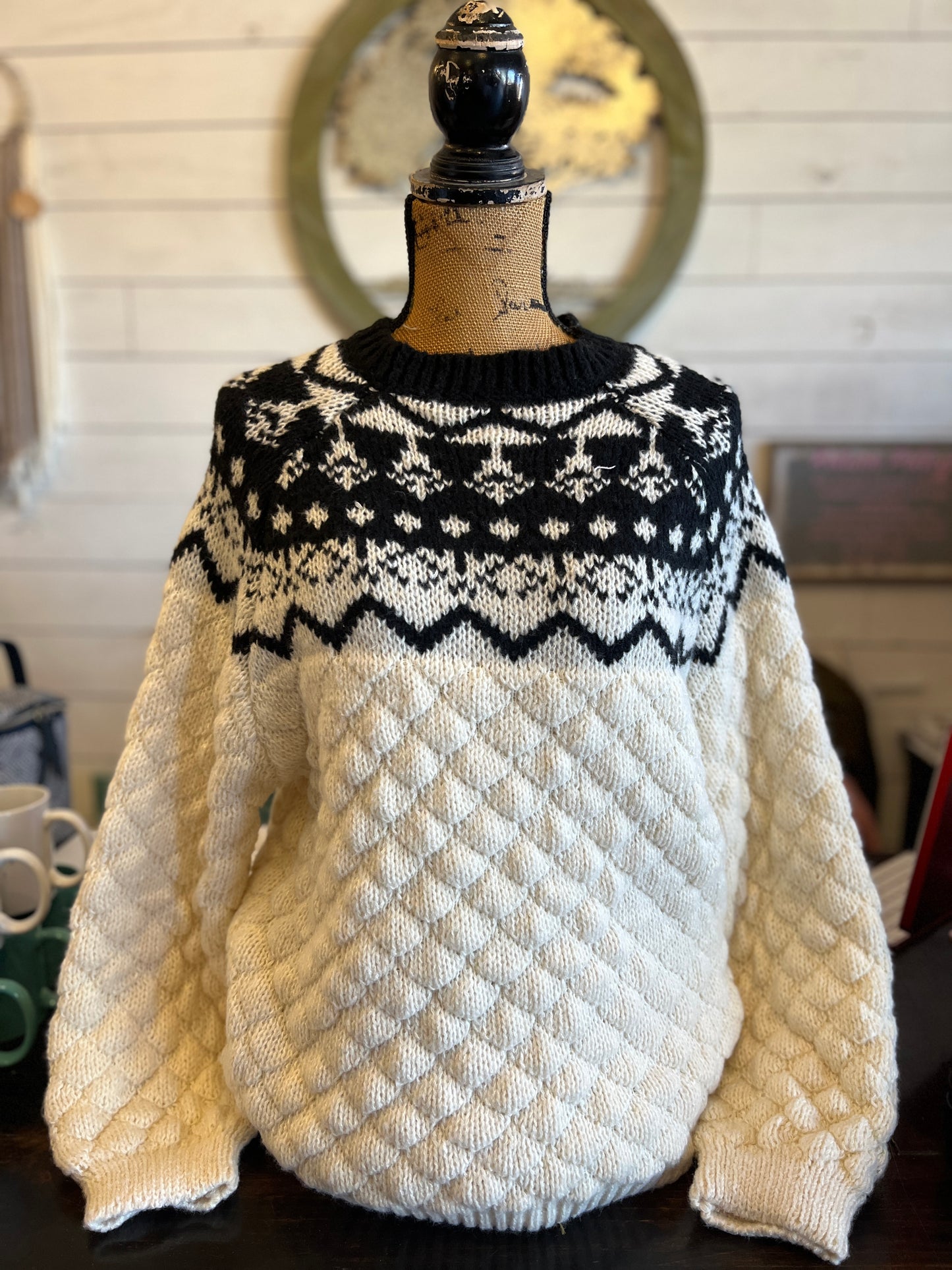 Black Printed Quilted Sweater