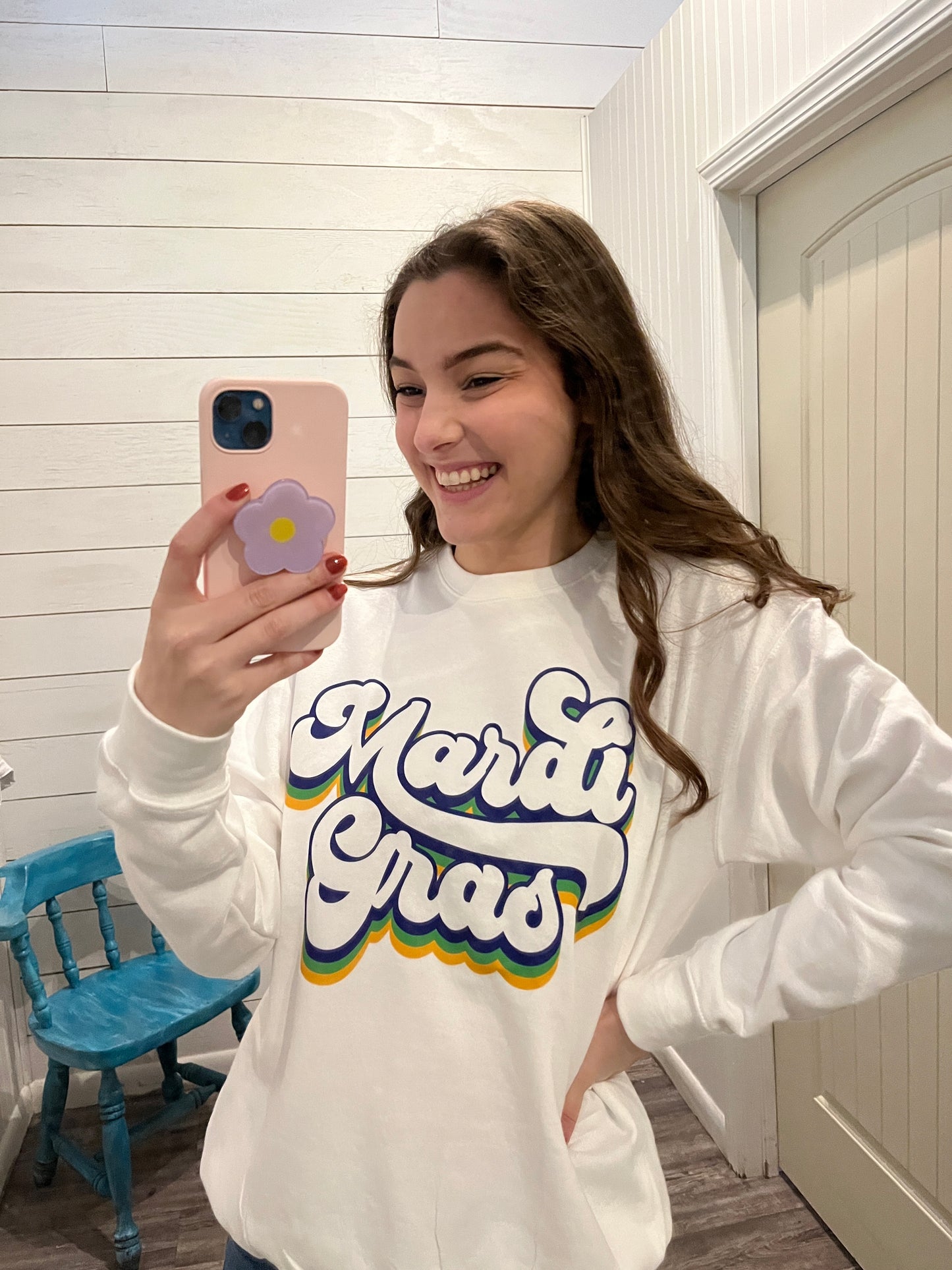 White Mardi Gras Silhouette Sweatshirt