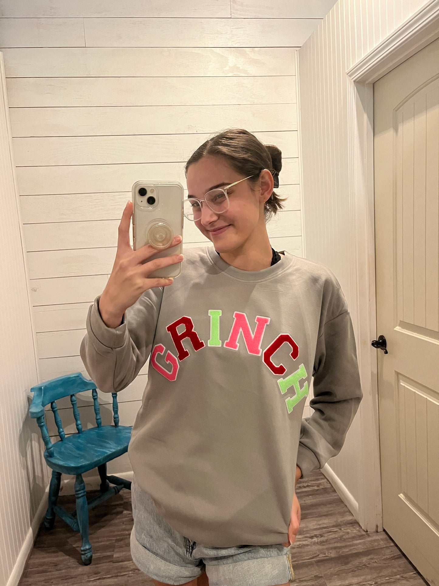 Grey 'GRINCH' Christmas Sweatshirt