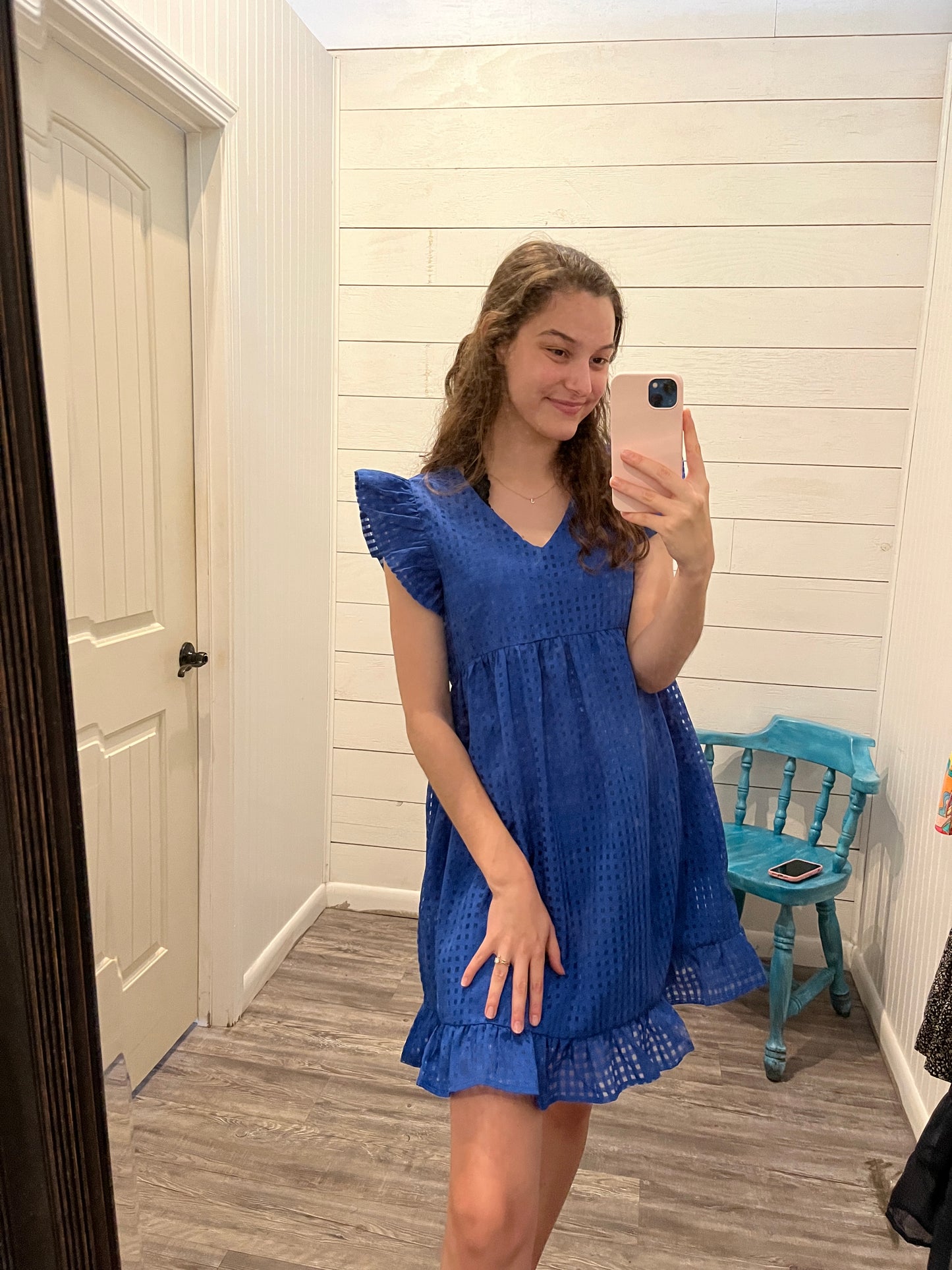 Mini Dress w/ Ruffled Sleeves + Pockets