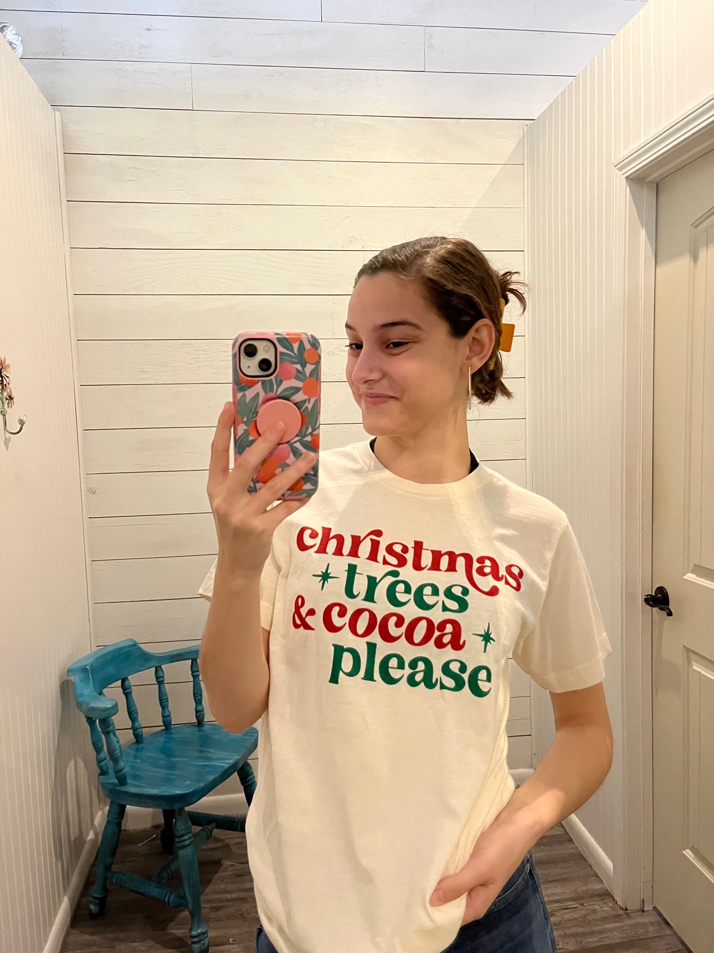 Cream 'Christmas Trees & Cocoa Please' Trendy Winter Tee