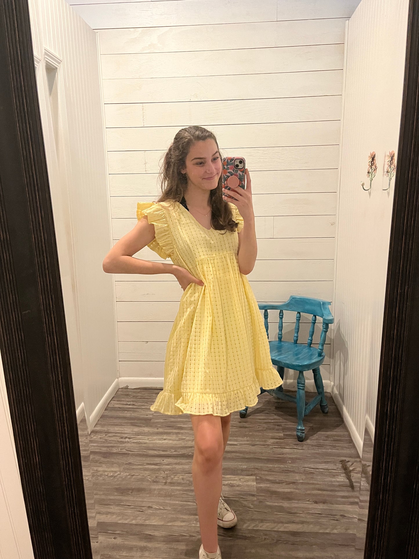 Mini Dress w/ Ruffled Sleeves + Pockets