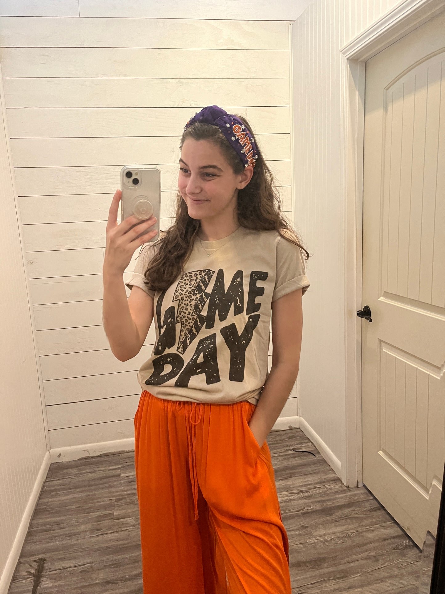 Trendy Sports T-Shirt Lightning Game Day - Tan