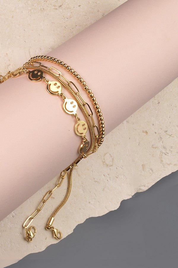Smiley Snake Chain 4 Bracelet Set