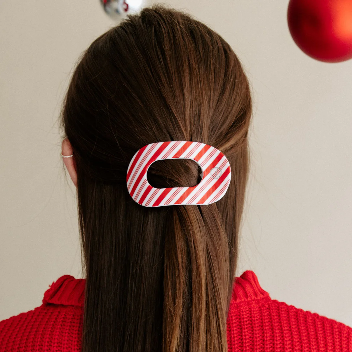 Teleties 'Candy Cane Crush' Small Flat Round Hair Clip