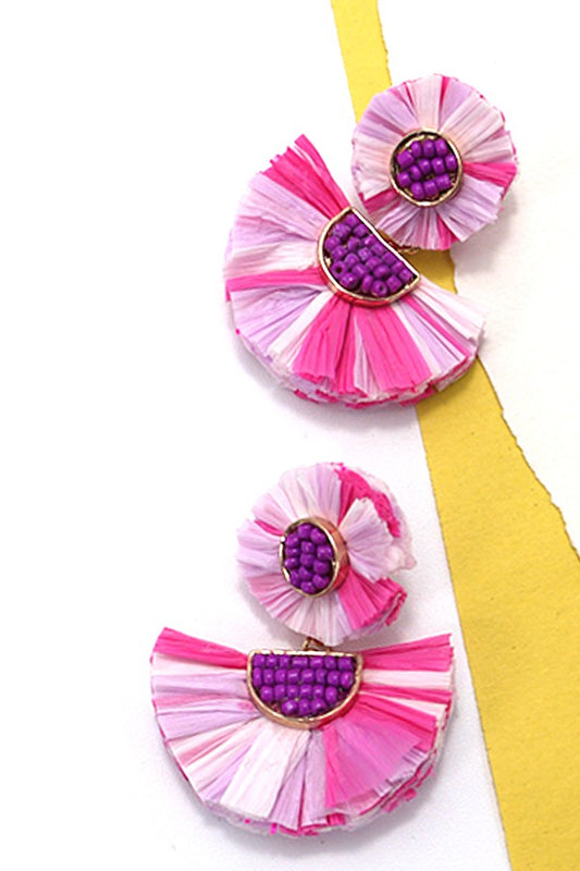 Fan Shape Beaded Drop Earrings