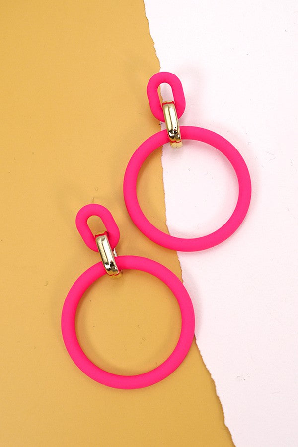 Matte Circle Link Drop Earrings