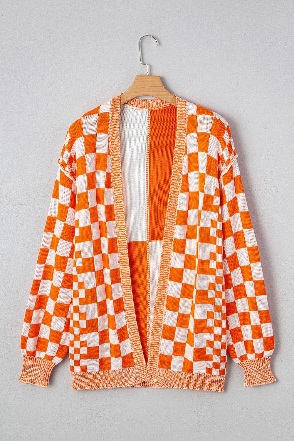 Checkerboard Open Front Cardigan