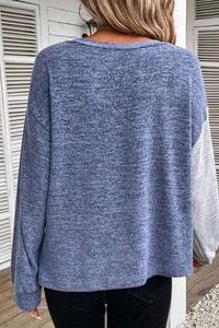 Blue Color Block Asymmetric Top