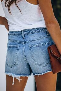 High Waisted, Layered Denim Shorts