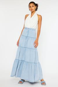 Light Wash Maxi Denim Skirt