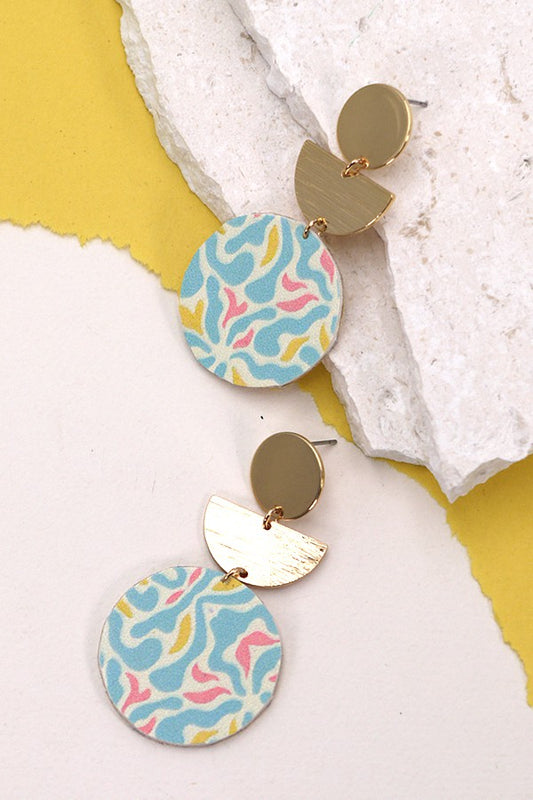 Faux Leather Geo Drop Earrings