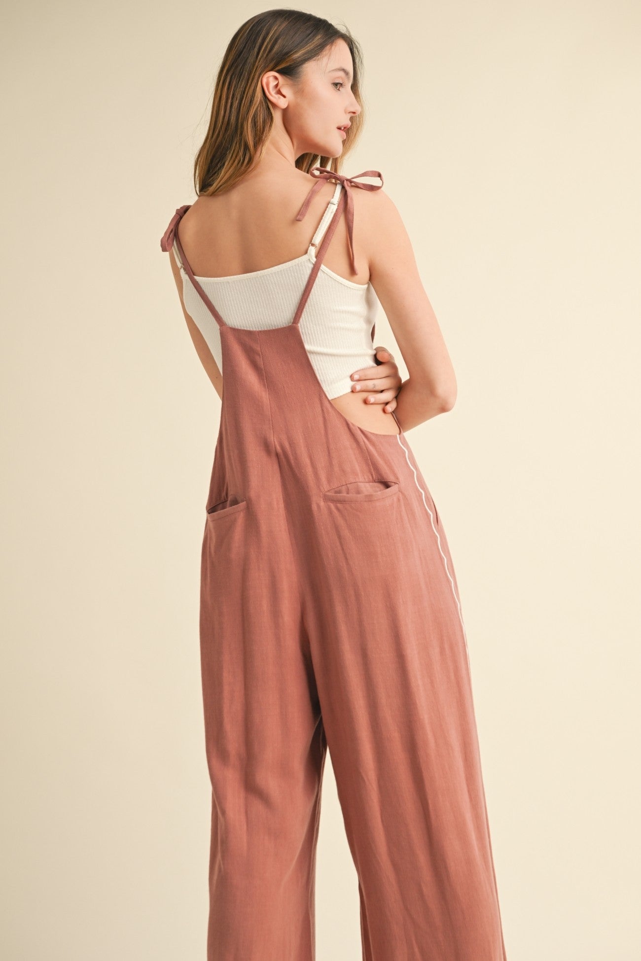 Sage Brush Embroidered Overalls w/ Tie Straps