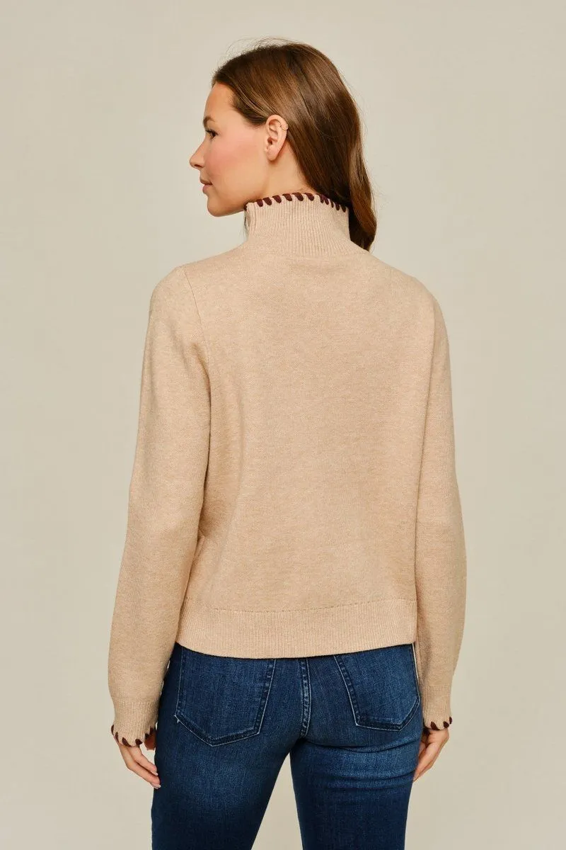 Oatmeal Turtleneck Sweater w/ Accent Pocket