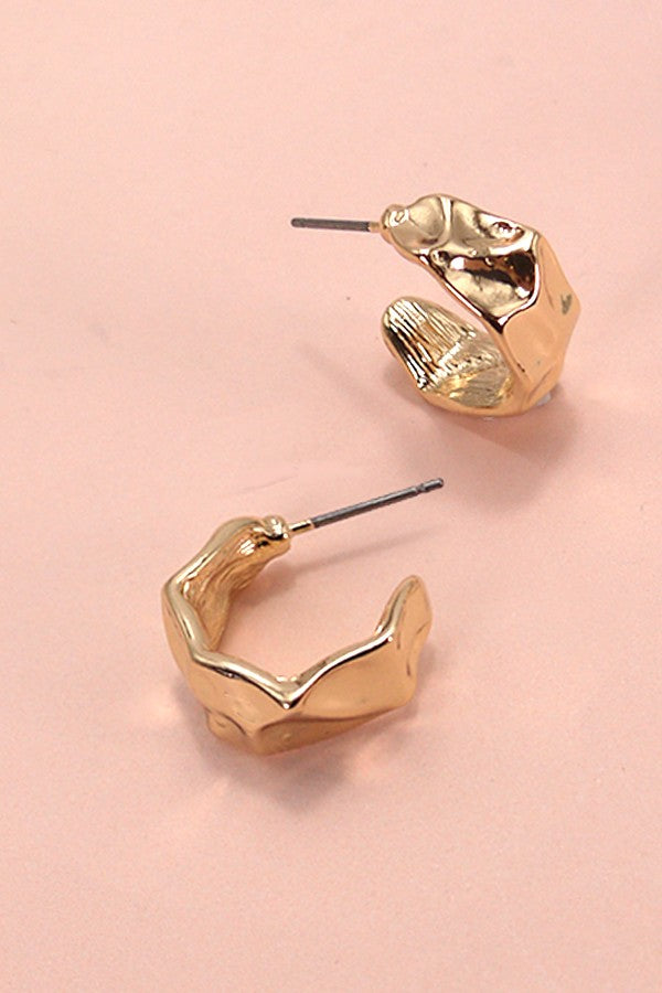 Mini Hammered Hoop Cuff Earrings