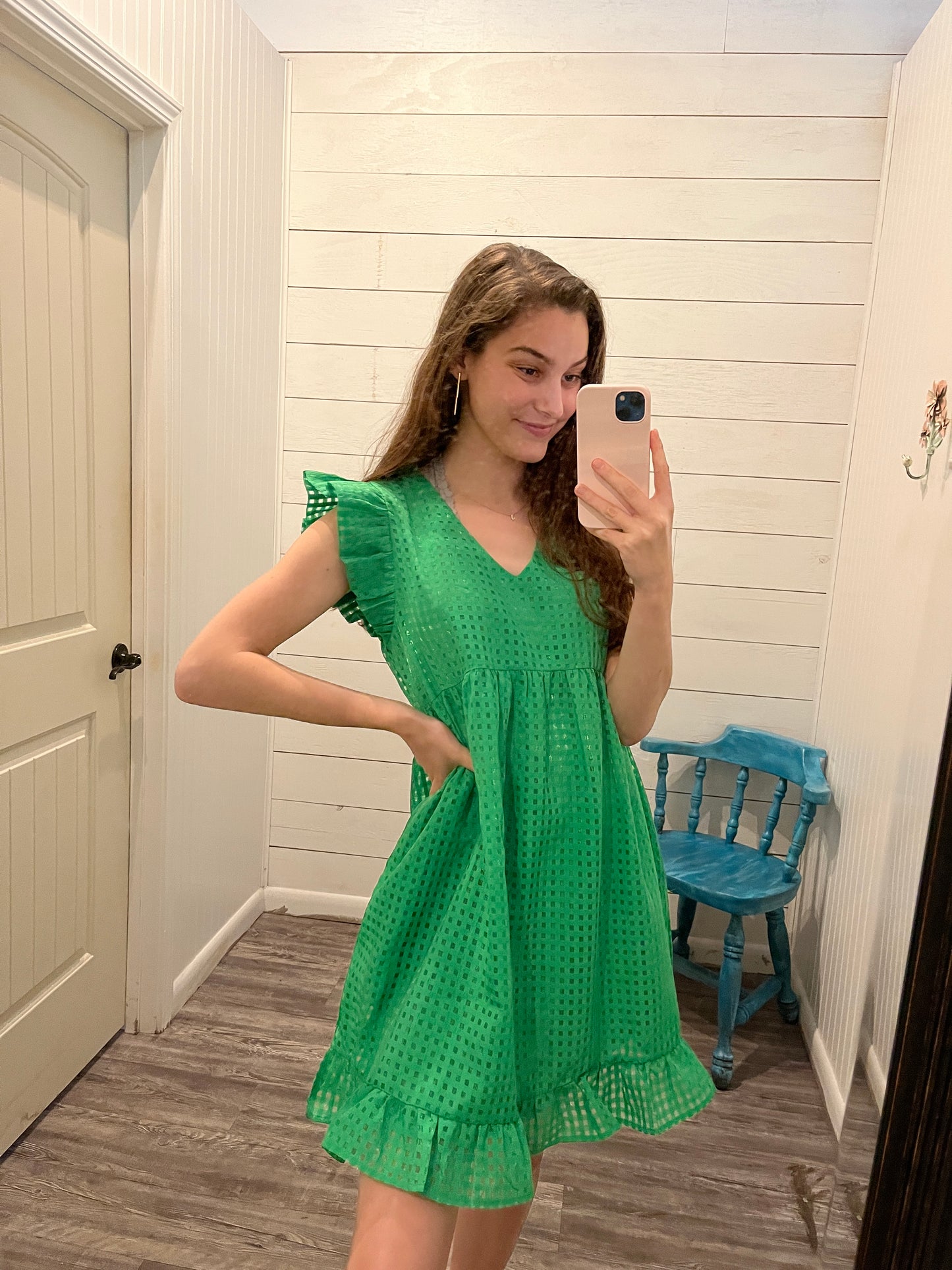 Mini Dress w/ Ruffled Sleeves + Pockets