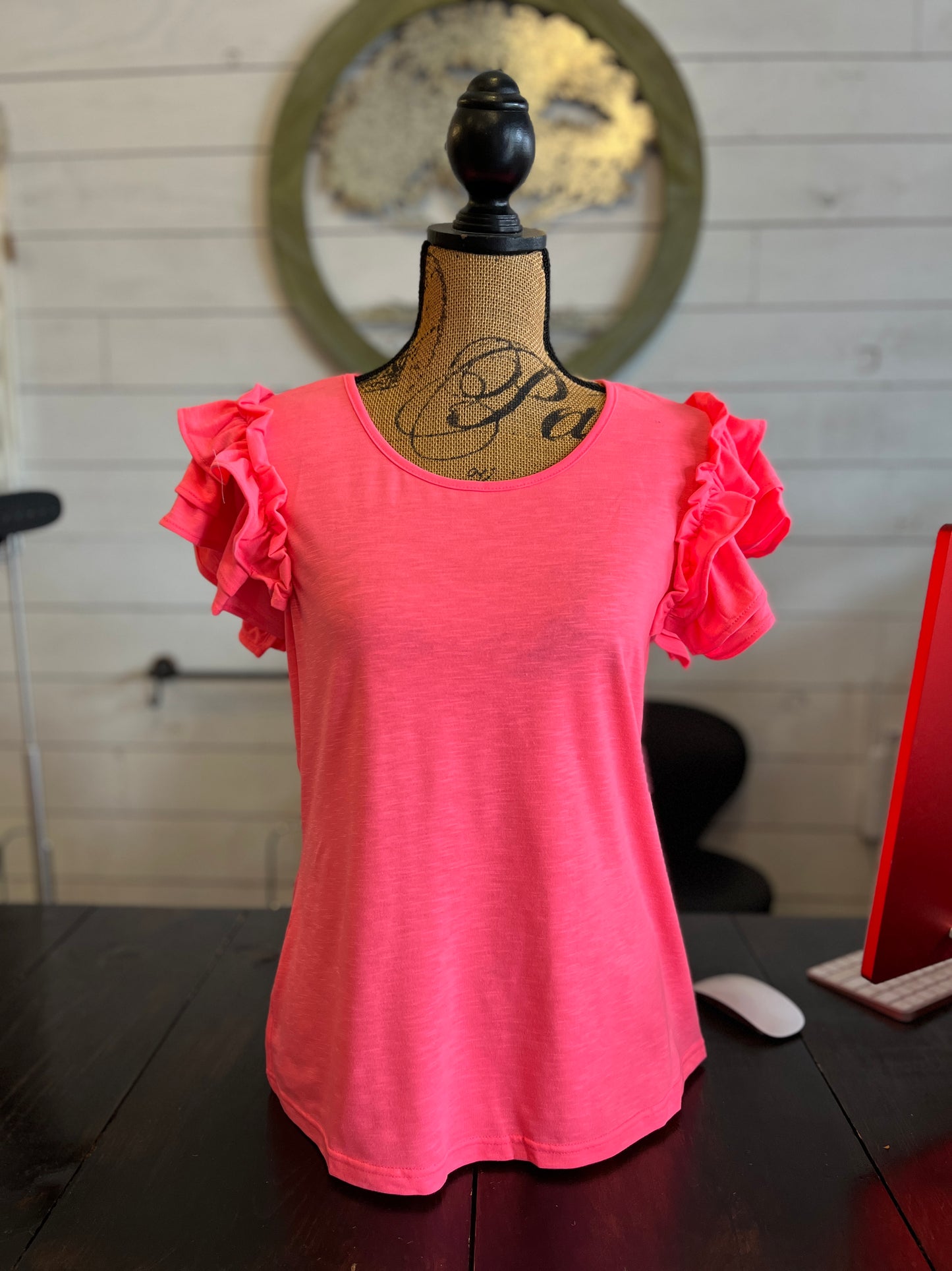 Layered Ruffle Sleeve Jersey Short Sleeve Top