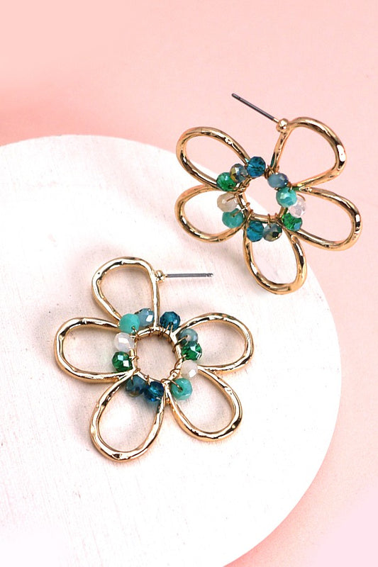 Seed Beaded Flower Shape Earrings