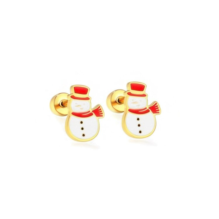 LINNY CO Screwback Stud Earrings - Snowman