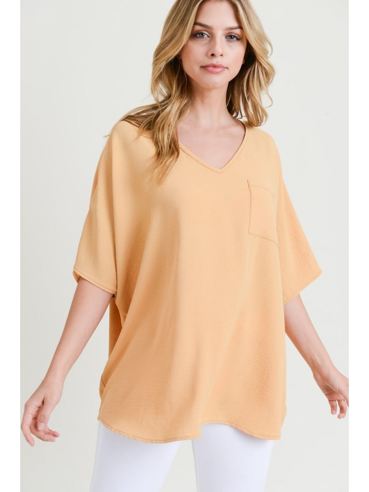Short Sleeve V-Neck Pocket Top