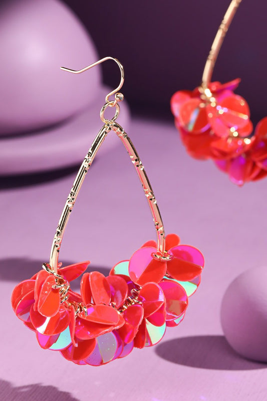 Teardrop Earrings with Sequin Accents
