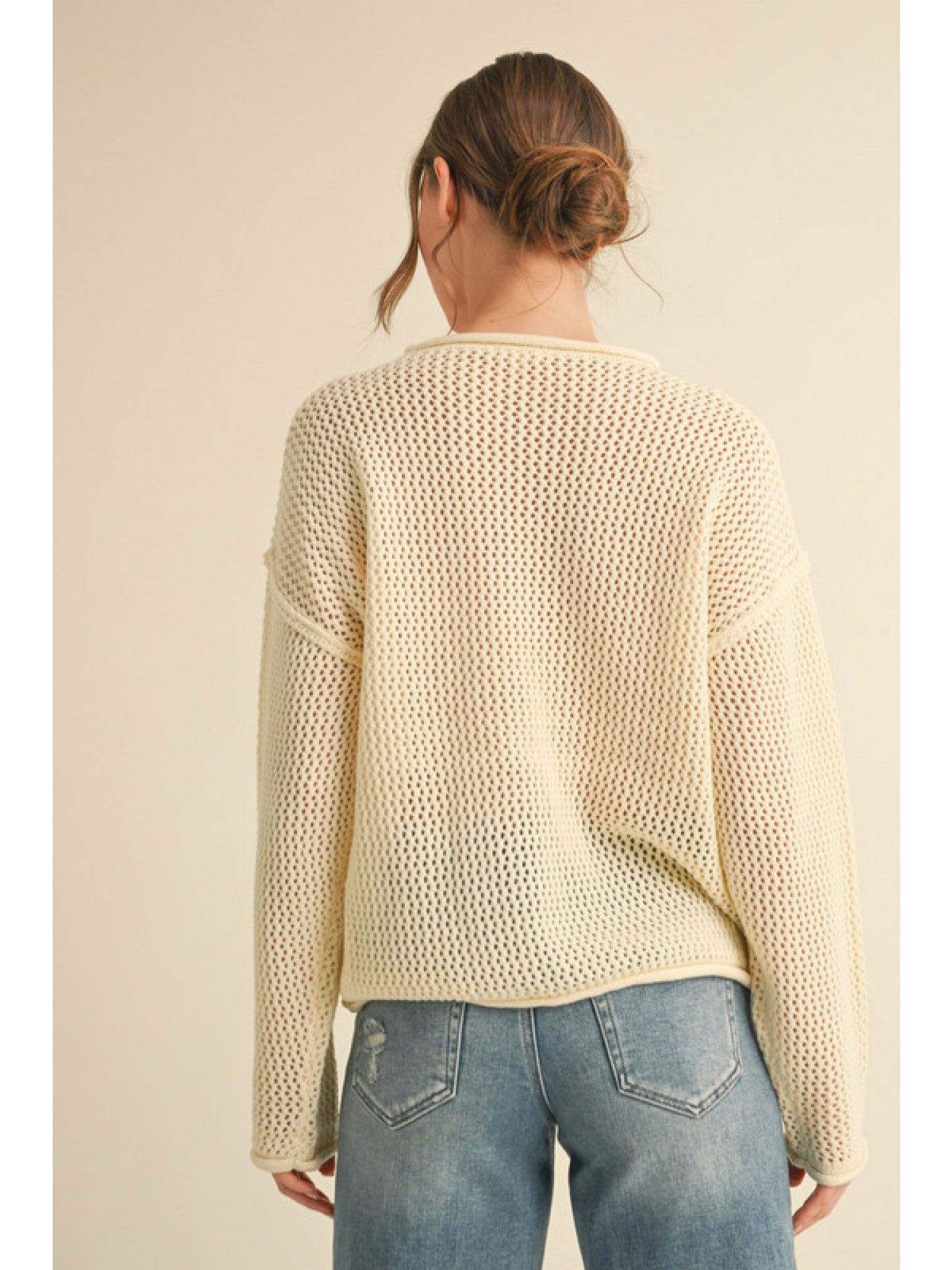 Natural Open Knit American Flag Sweater