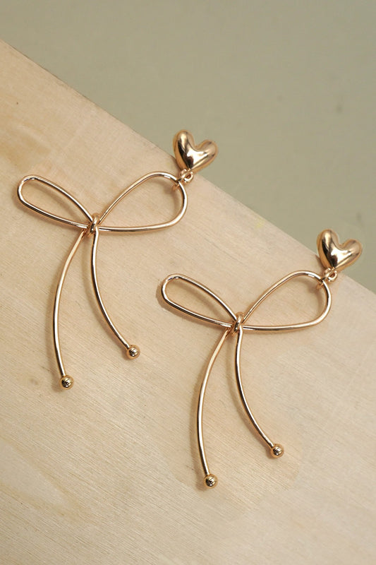 Wire Bow Drop Earrings