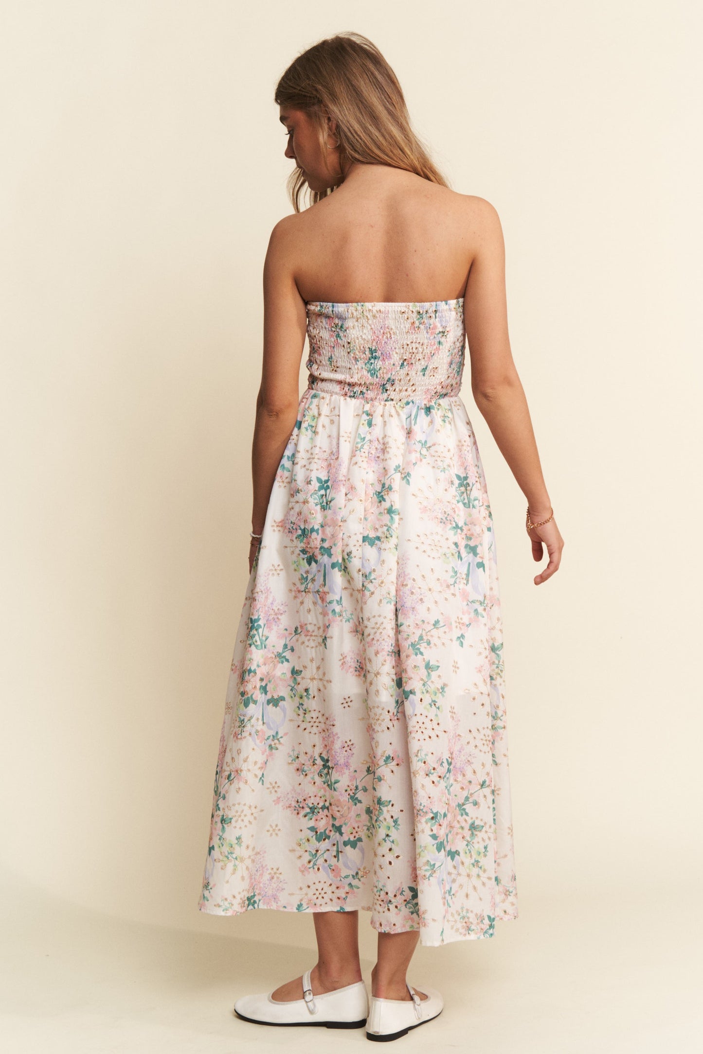 Spring Bloom Multicolor Sleeveless Ruched Maxi Dress