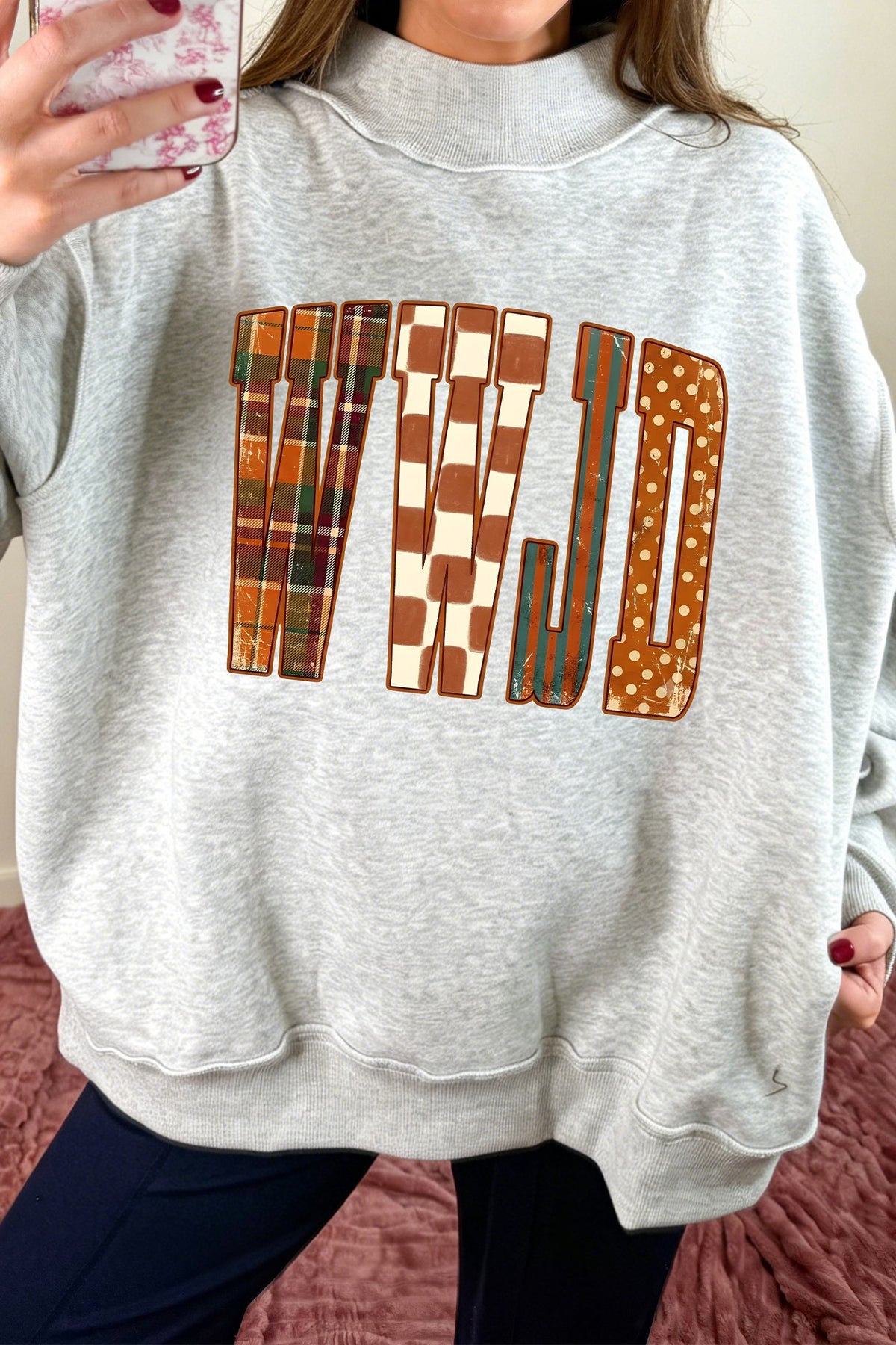 Light Grey 'WWJD' Fall Print Sweatshirt