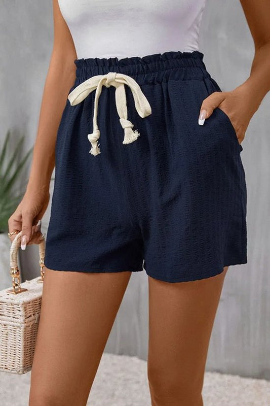 Dark Blue Drawstring Shorts